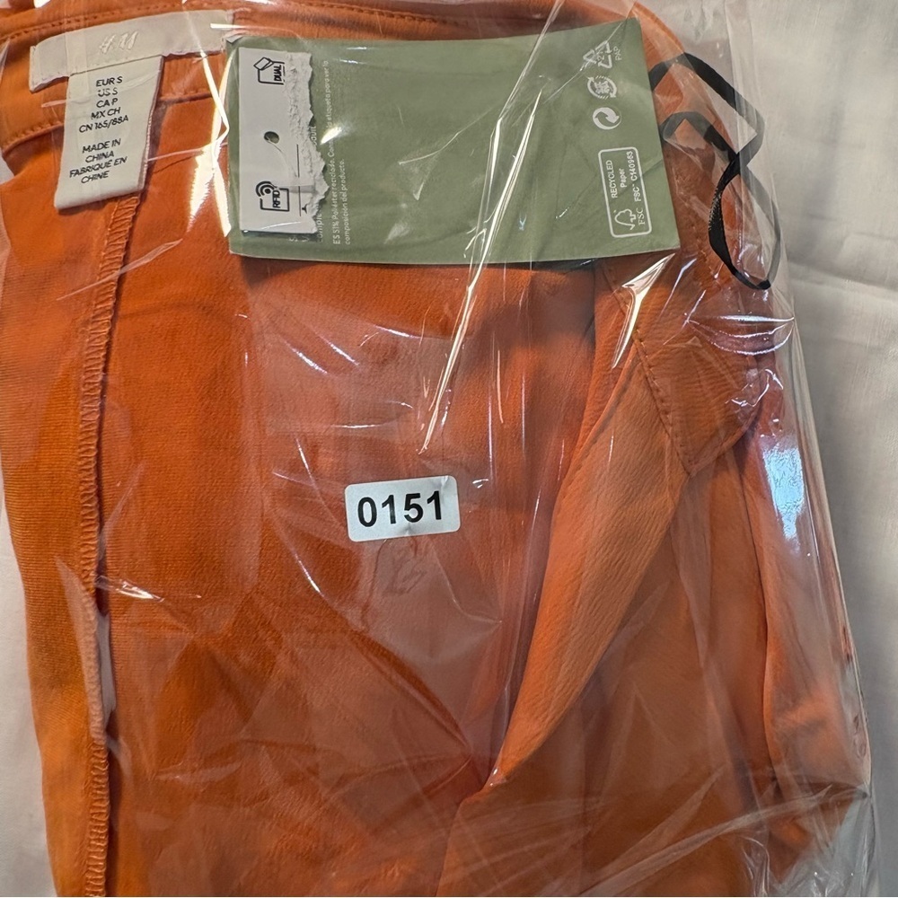 H&M Conscious Choice Orange Ruched Shirt Dress Small Button Front NWT - Picture 11 of 11